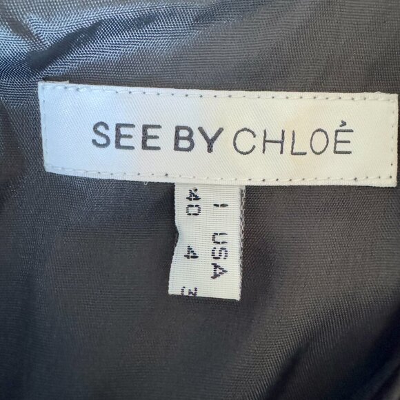 See By Chloe Black Shiny Metallic Short Sleeved Top - Picture 10 of 14